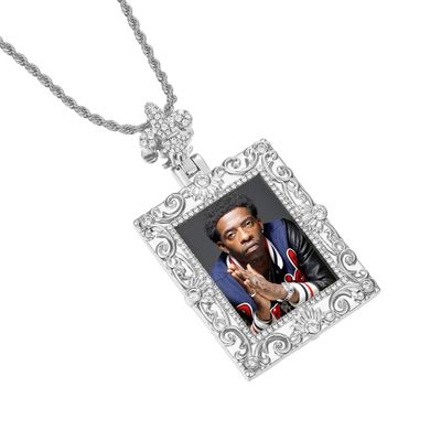 Custom Greek Pattern Vintage Rectangular Photo Pendant