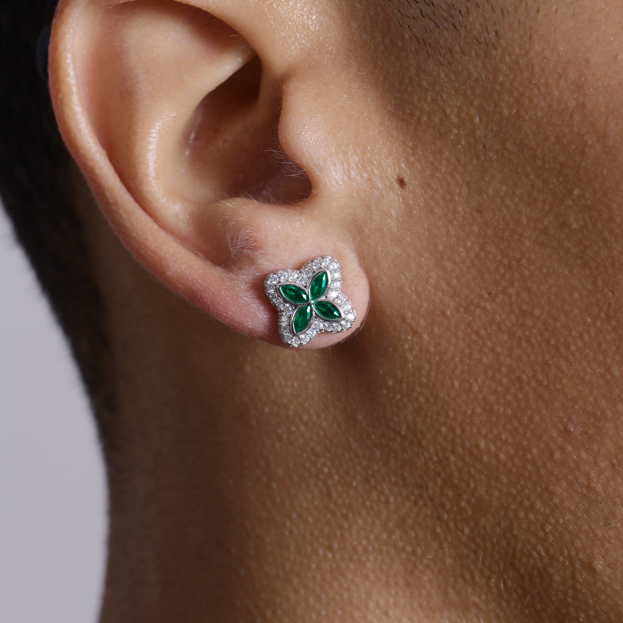 Iced Luminous Clover Earrings