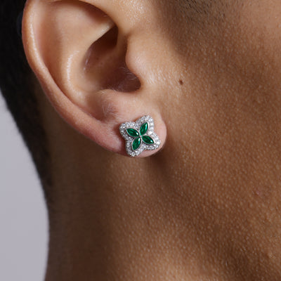 S925 Iced Luminous Clover Earrings