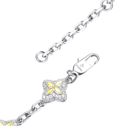 Iced Luminous Clover Adjustable Bracelet - Yellow Diamond