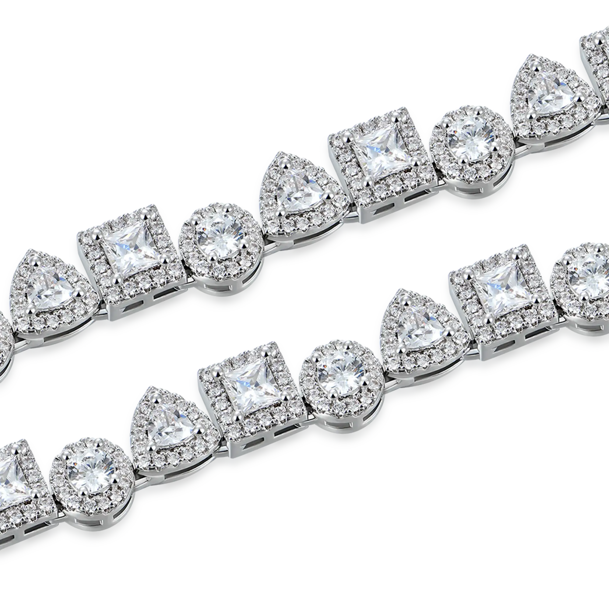 Princess Cut Mix Chain de tennis en cluster - 7 mm