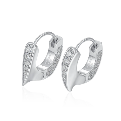 S925 WONG Ⅱ Ridge Iced Out Hoop Earrings - Pair
