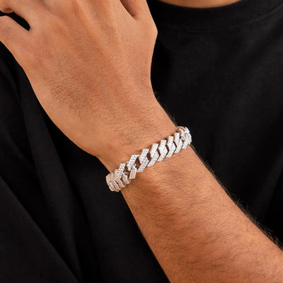 Pulsera de eslabones cubanos con puntas de corte redondo - 12 mm