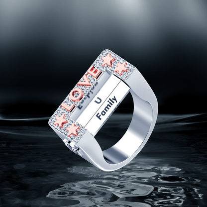 Benutzerdefinierter 6-seitiger Spinnring „Love“.