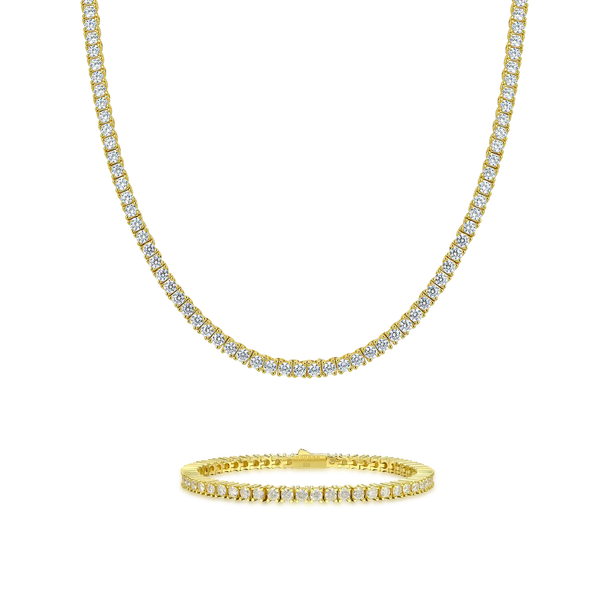 3mm Iced Tennis Chain and Bracelet Gift Set