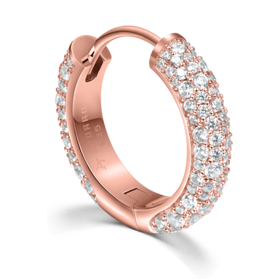 S925 Round Paved Hoop Earring - Medium