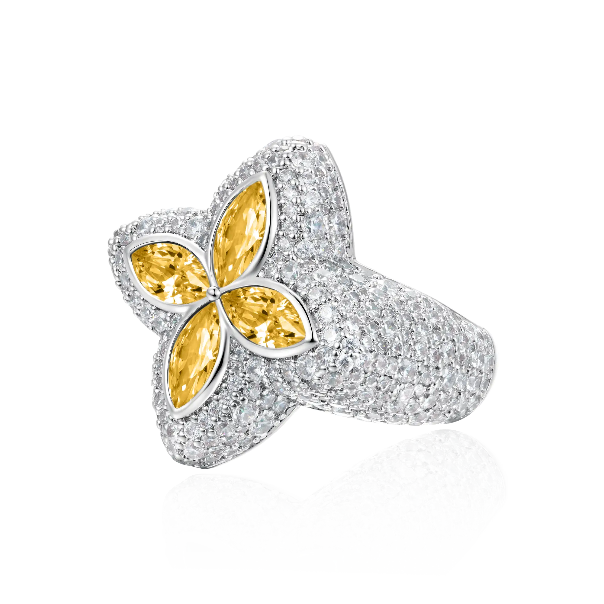 Eced Luminous Clover Ring - Gelb Diamant