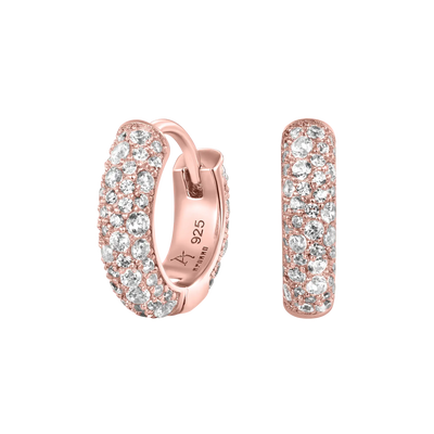 S925 Round Paved Hoop Earrings
