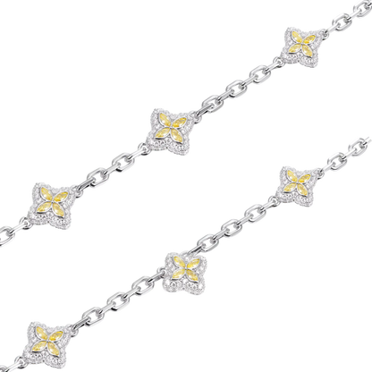 Iced Luminous Clover Adjustable Necklace - Yellow Diamond
