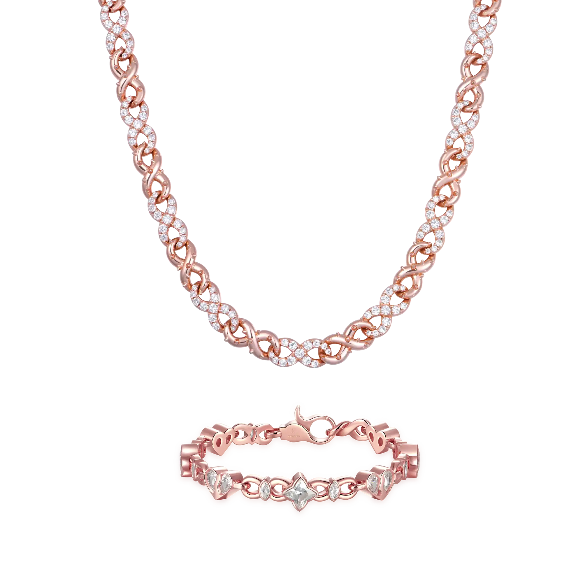 Duro & Cadena de corazones & Conjunto de capas de pulsera