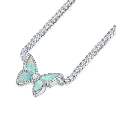 Lebendige Opal-Schmetterlings-Tennis-Halskette – 3 mm