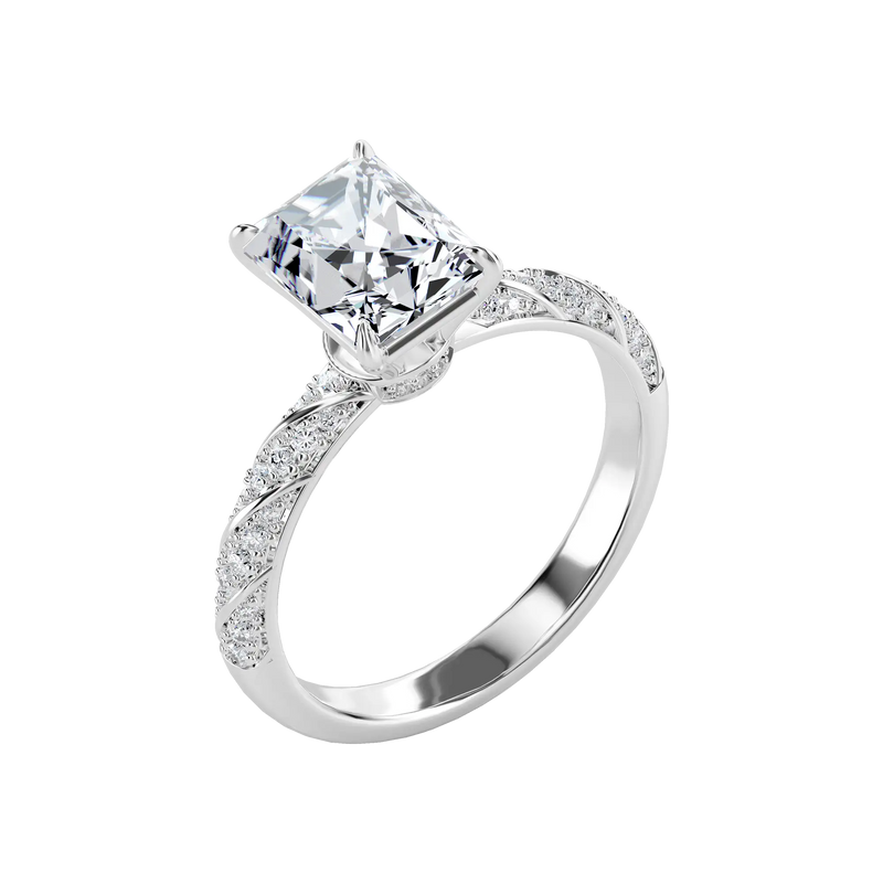 Bague de fiançailles en corde de diamants taille émeraude - APORRO