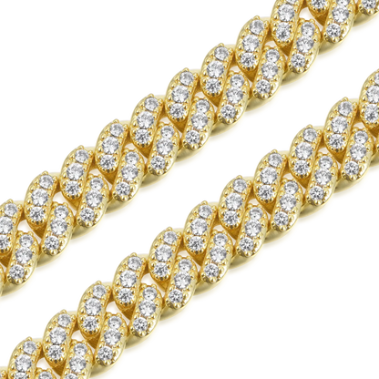 Pulsera de enlace cubano de corte redondo de moissanita - 6 mm