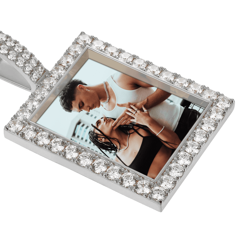 Iced Custom Rectangular Photo Pendant