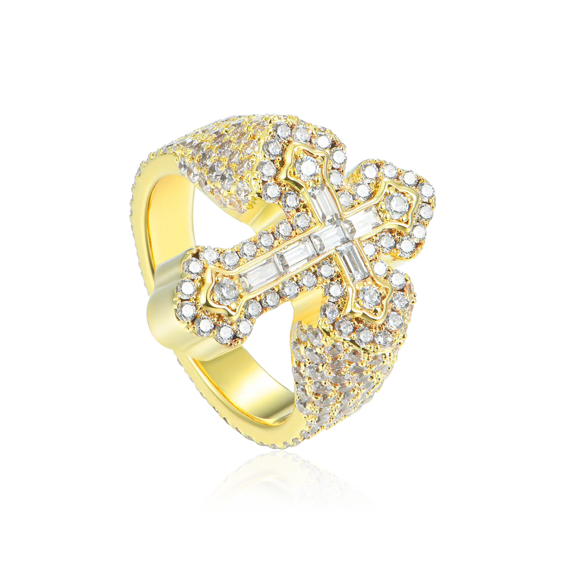 Moissanite Baguette Cross Ring - APORRO