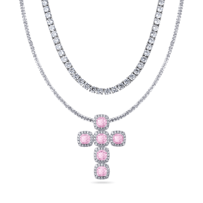 Pendentif Crucifix en Moissanite + Pendentif Croix de Tennis