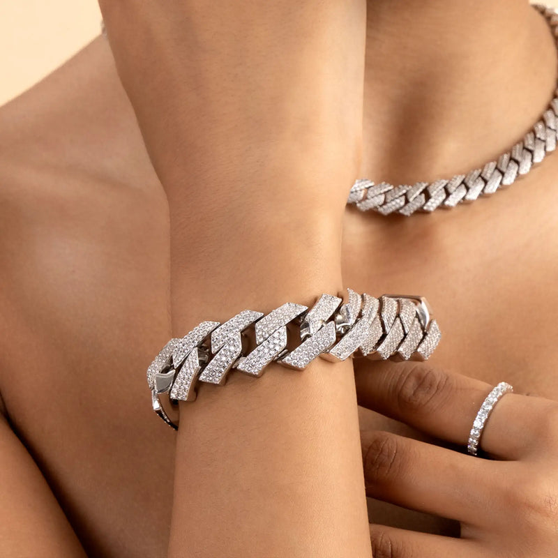 Round Cut Prong Cuban Link Bracelet - Luxury Jewelry 2024 - APORRO