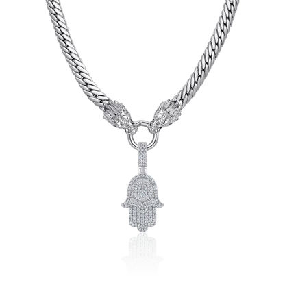WONG Double Dragon Miami Cuban Chain + Hamsa Pendant Set
