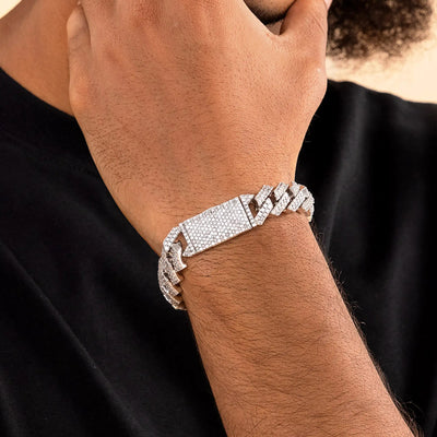 Round Cut Prong Cuban Link Bracelet - 10mm