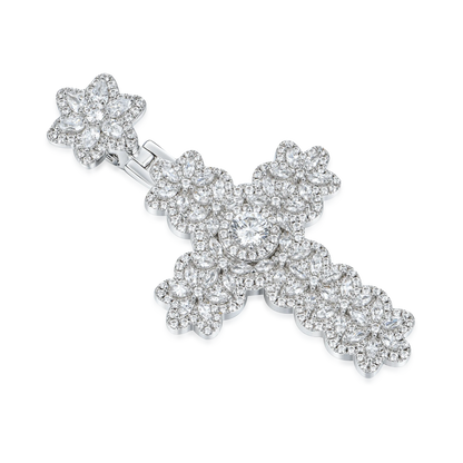 Marquise Flower Cross Pendant