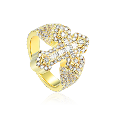 Anillo cruzado baguette de moissanita