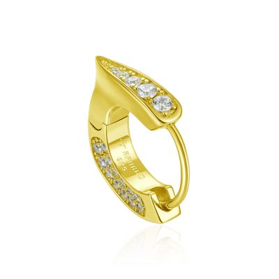 S925 WONG Ⅱ Ridge Iced Out Hoop Earrings - Pair