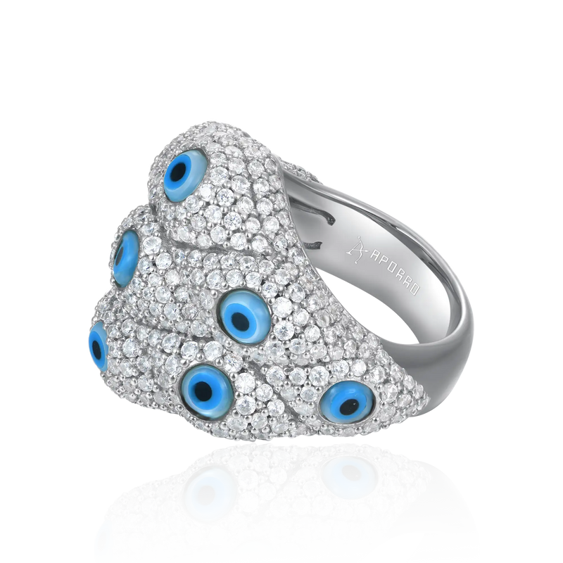 Moissanite Nazar Aegis Ring - Large - APORRO