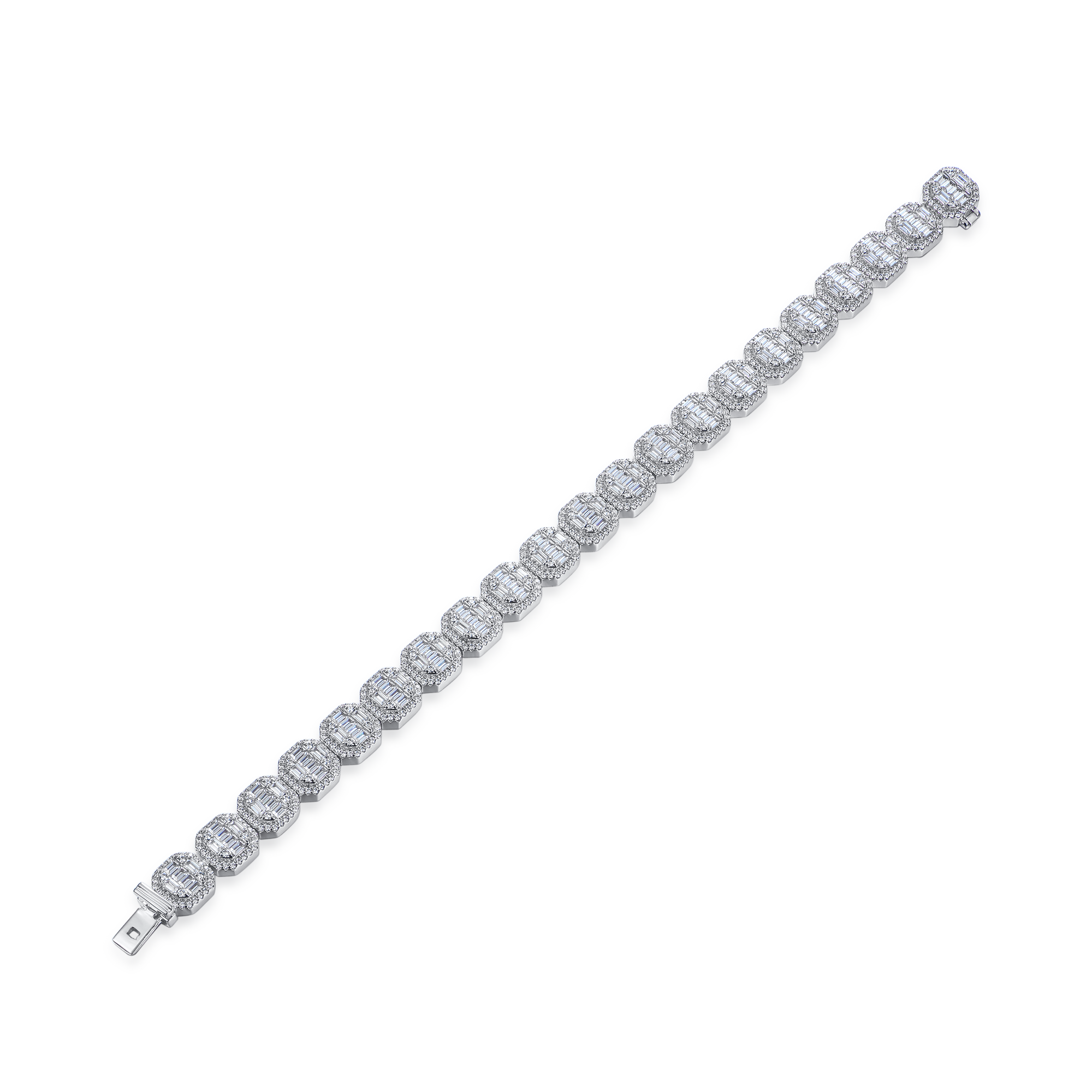 Moissanite Baguette Clustered Tennis Bracelet - 8mm