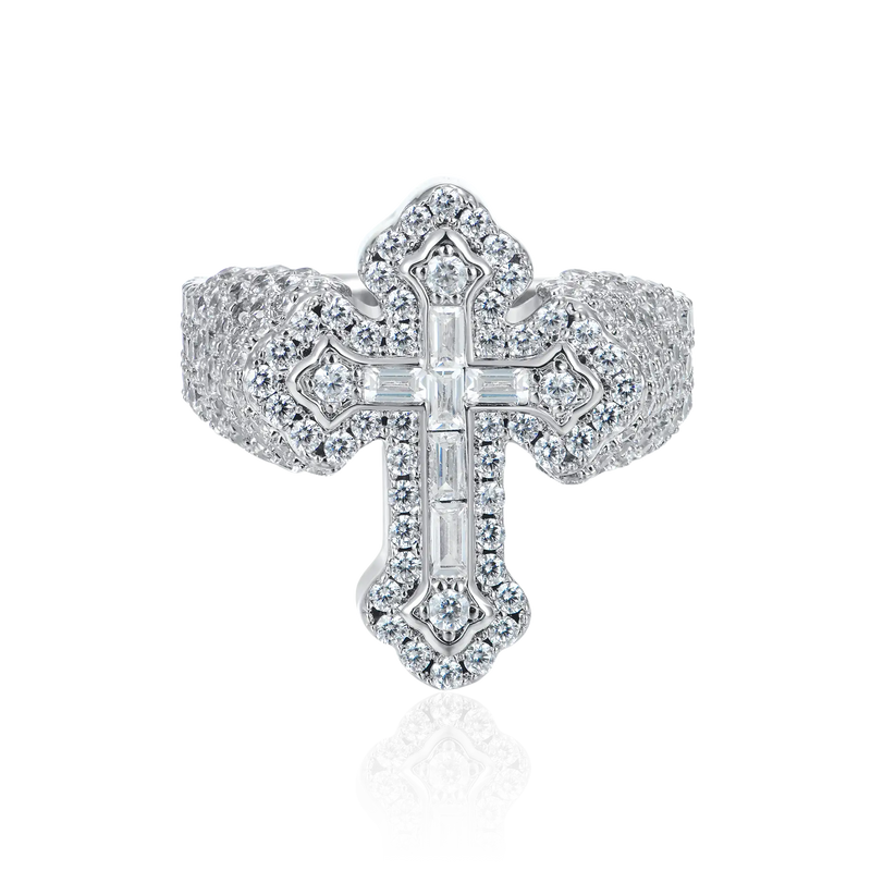 Moissanite Baguette Cross Ring - APORRO