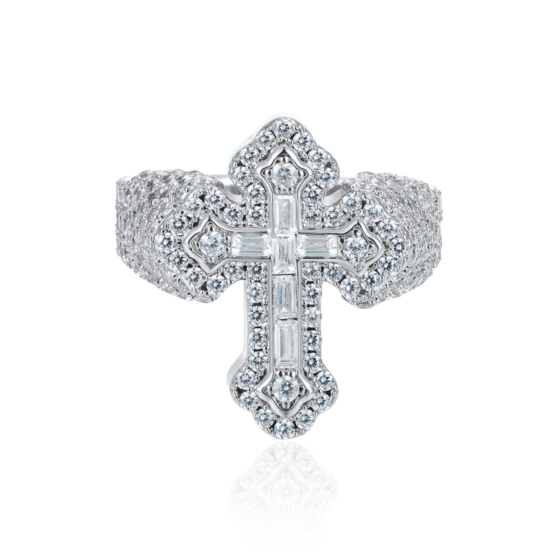 Baguette Iced Cross Ring - APORRO