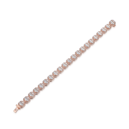Moissanite Baguette Clustered Tennis Bracelet - 8mm