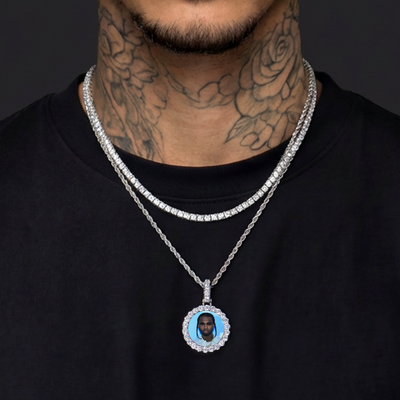 Custom Micro Photo Pendant & Tennis Chain Set