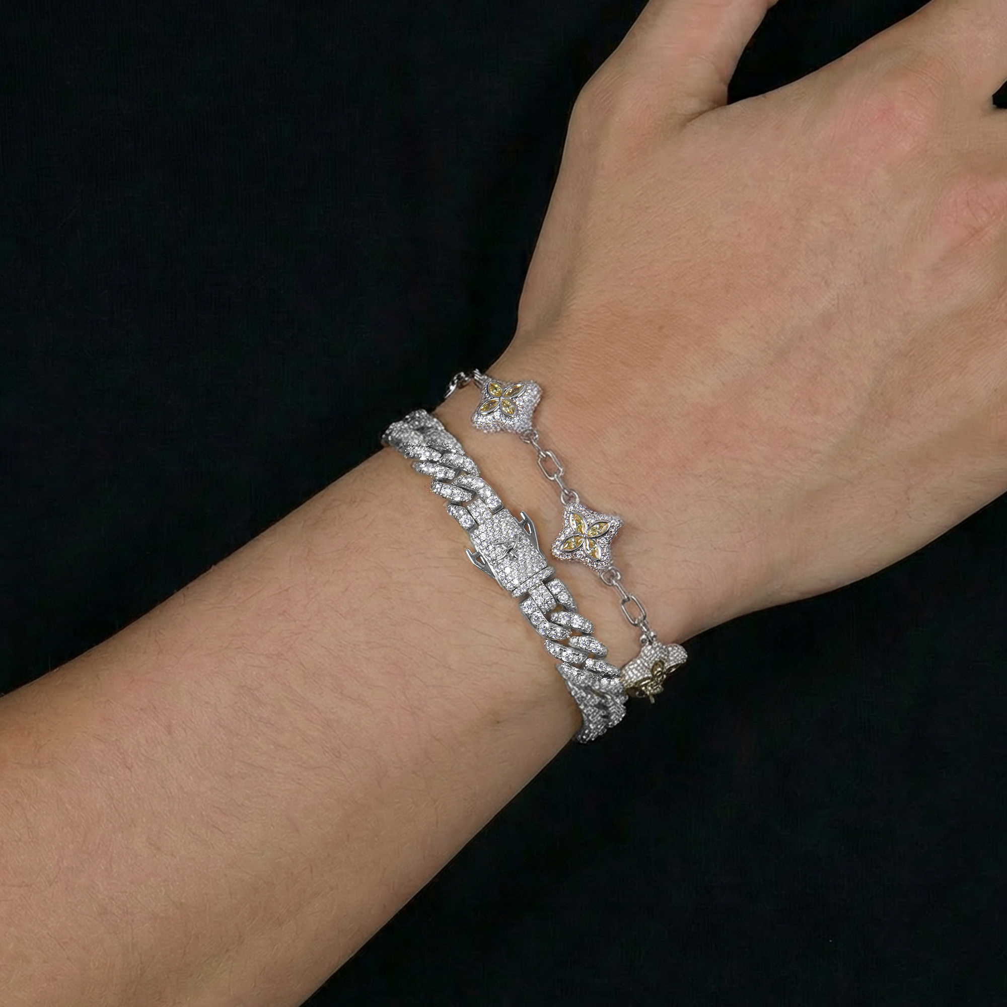 Cuban & Clover Bracelet Set