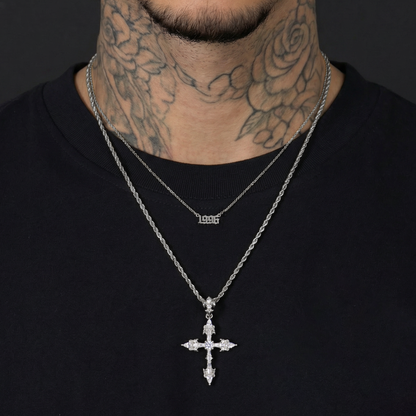 Vintage Cross & Custom Name Necklace Set