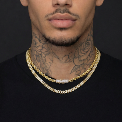 Layered Rope & Cuban Chain Set