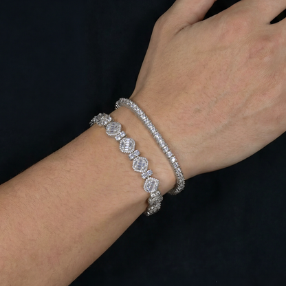 Octagon Mix & Iced Tennis Bracelet Set