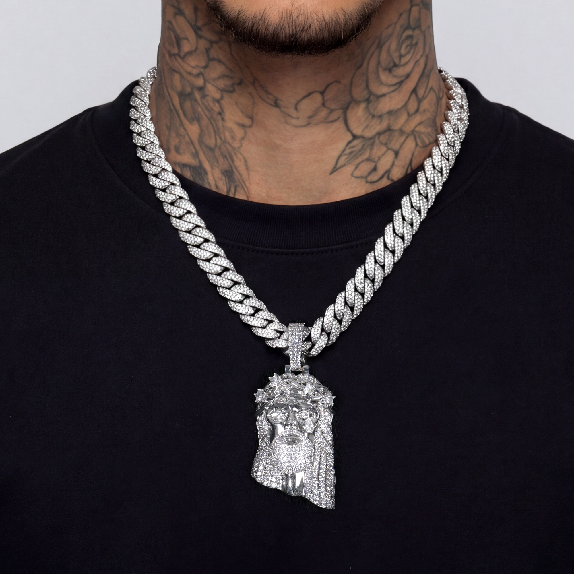 Iced Luminous Clover Pendant & Ketten-Trinity-Set