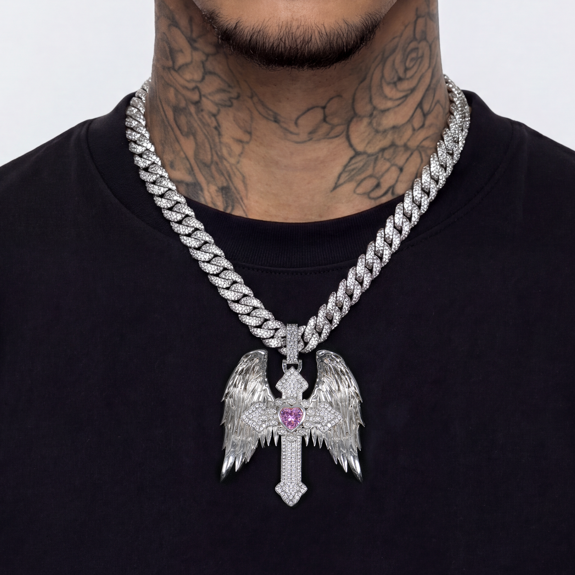 Iced Luminous Clover Pendant & Ketten-Trinity-Set