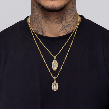 Colgante de cruz clásico doble & Juego de cuádruple cadena