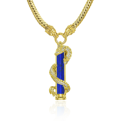 WONG Dragon Jade Pillar Cuban Chain & Anhänger-Set