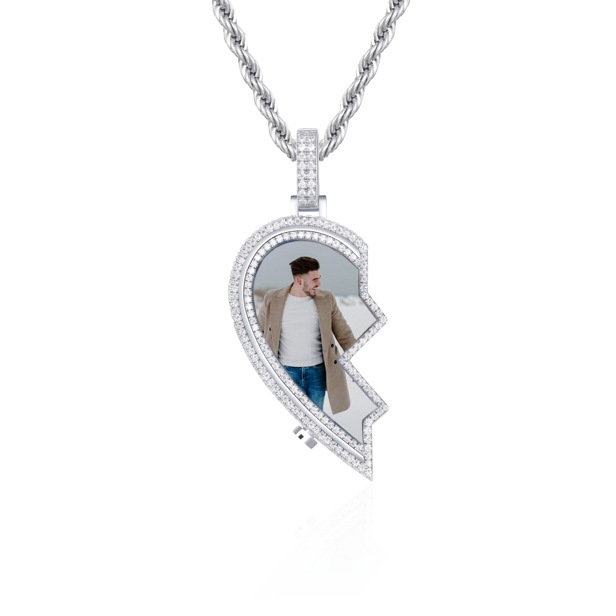 Pendentif photo personnalisé avec cadre en forme de cœur éternel