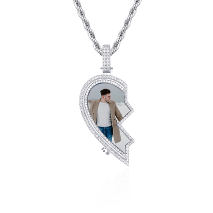 Pendentif photo personnalisé avec cadre en forme de cœur éternel