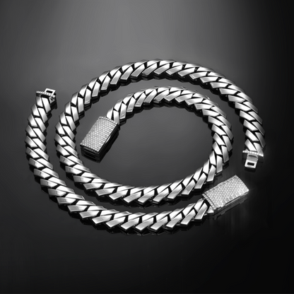 Plain Gold Prong Cuban Link Chain - 8mm