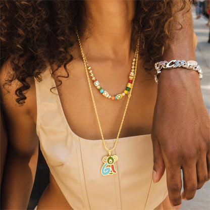 APORRO X COOGI Dice and Beads Enamel Adjustable Necklace