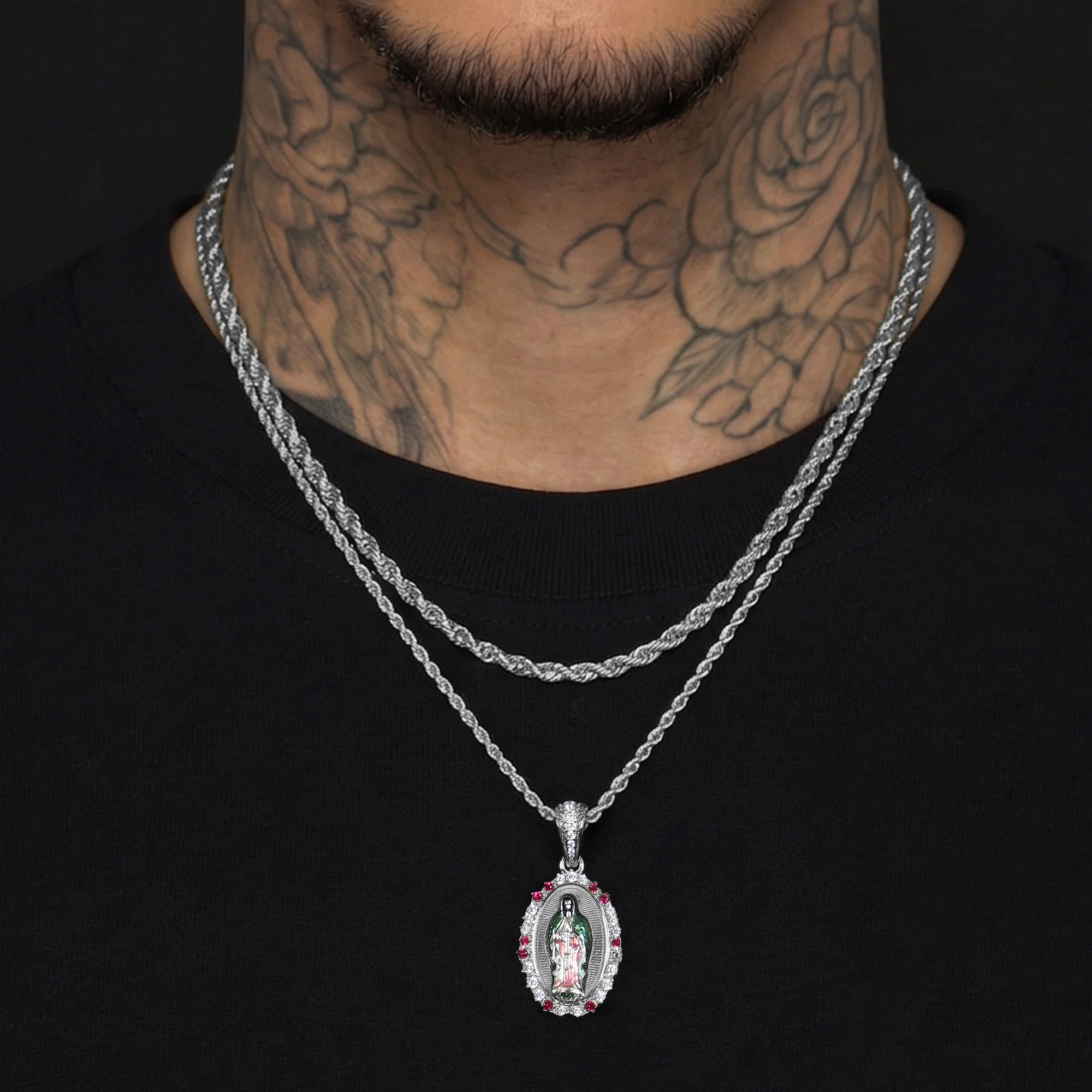 Saint Mary Radiant Pendant & Rope Chain Layer Set