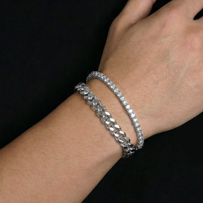 Ensemble de bracelets superposés Miami Cuban & Tennis