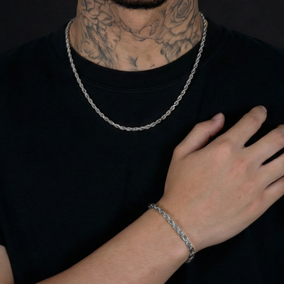 3.5mm Rope Chain & Bracelet Set