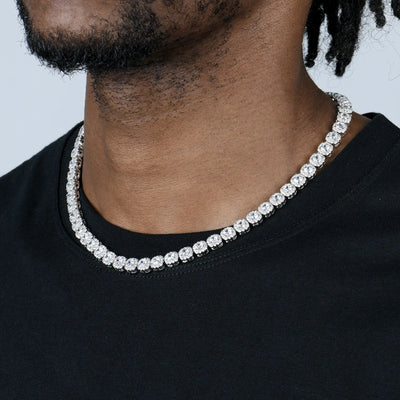 Cushion Cut Clustered Tennis Chain - 7mm