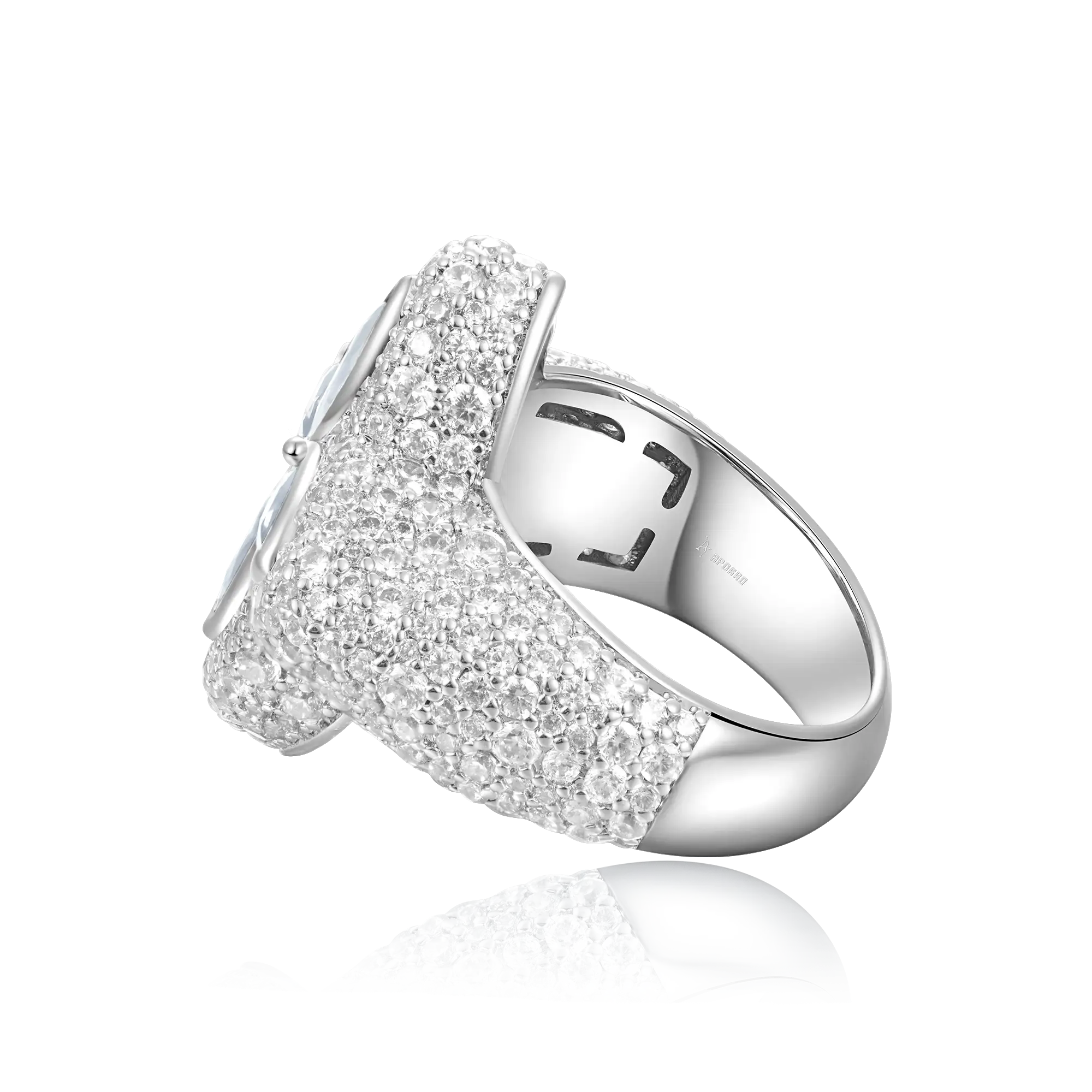 Anello con trifoglio luminoso Moissanite - diamante bianco