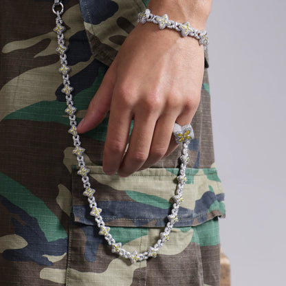Moissanite Luminous Clover Necklace & Wallet Chain - Yellow Diamond